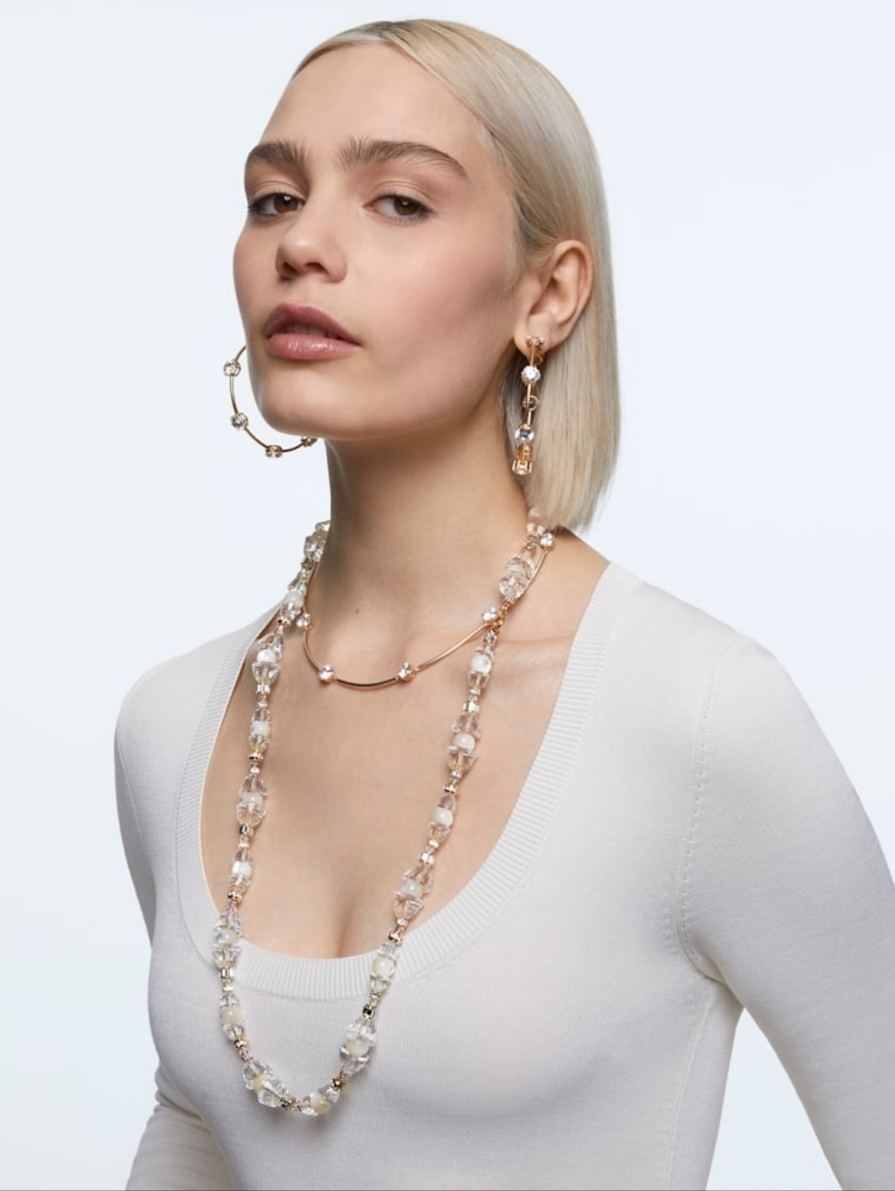 Swarovski Gold Large Hoop Constella Earrings
